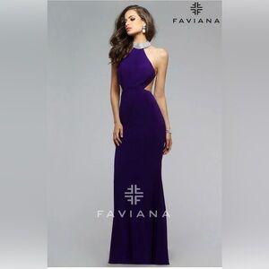 Faviana Women’s Bridal/Prom Purple Maxi Dress Size 4 NWT
